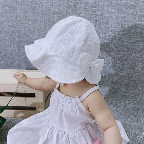 Baby Girl Outdoor Bucket Lace up Hat Toddler Infant Summer Sun Beach Bonnet Beanie Cap Sun Beach Cotton Hat Wide Brim Hat H191D