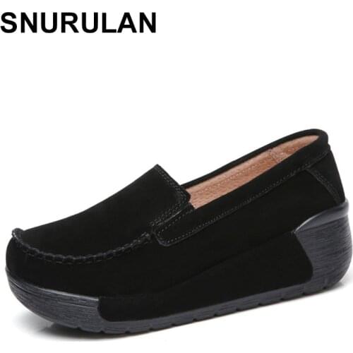 SNURULAN autumn spring women shoes with platform, moccasin type flat platform shoes fashion women moccasins ladies slip on femal