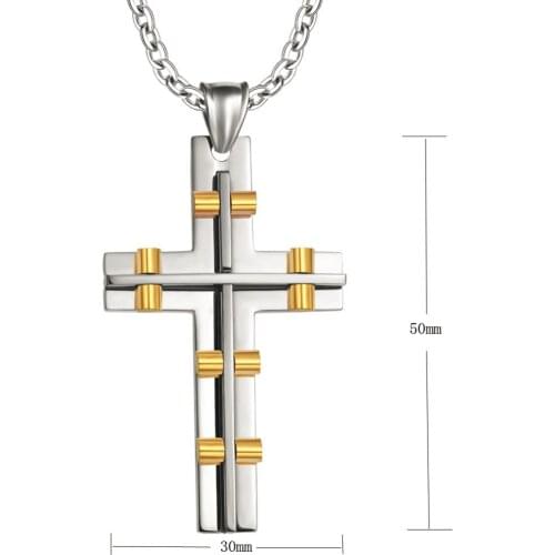 YAFFIL Simple Vintage Cross Pendant Necklaces Gold Silver Color Men Necklace Choose Link Chain Women Trend Religion P9011