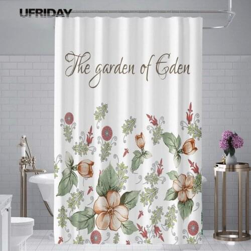 UFRIDAY Fresh Shower Curtain Flowers Eco-Friendly Printed Waterproof Polyester Leaves Bathroom Curtains Home Room Bath Screens