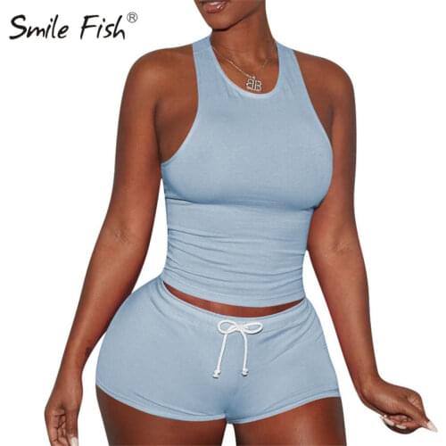 Jogging Fitness Plus Size Outfits Summer Casual Short Sleeve Women Tank Tops Shorts 2 Piece Set Drawstring Two Piece Sets M0745