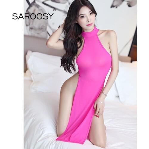 SAROOSY Sexy lingerie dress Halter Sex Toys For Women Clubwear Beach Candy Color With Metal Ring Erotic Sexy Underwear Women