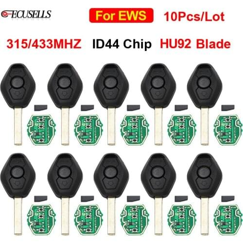 10Pcs/Lot 3 Button Remote Car Key 315MHZ 433MHZ ID44 / Without Chip for BMW EWS 3 5 7 Series E38 E39 E46 M5 X3 X5 E65 HU92 Blade