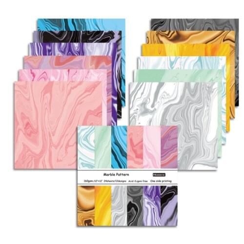 12Inch 24Sheets Marble Pattern Scrapbooking Pads Paper Origami Background Paper DIY Handmade Gift Wrapping Home Deco