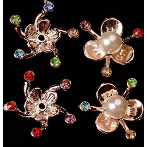 20pc New Metal Button Decorative For Craft Rhinestone Pearl Petals Flatback Embellishment Shoe Bag Headwear Wedding Diy Material