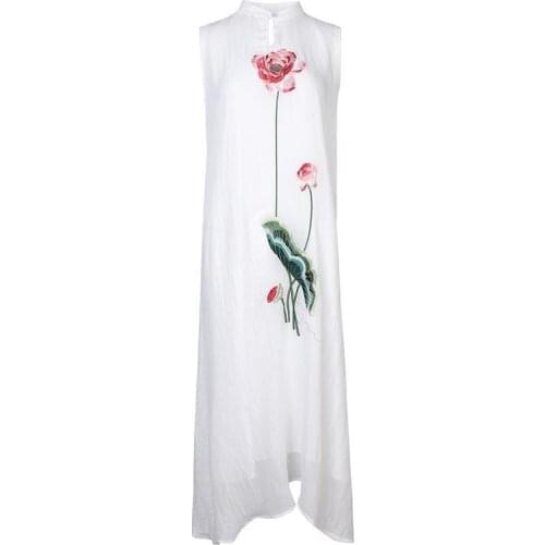 2021Women Cheongsam Improved Dress Retro Elegant Embroidery Long Dresses Floral Party Dress Chinese Female High Quality Clothing