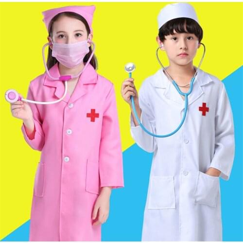 2021 Children Surgical Uniform Cosplay Clothing Toy Hospital Cross Veterinary Fancy Role Play Girl Boy Carnival Fancy Party Wear