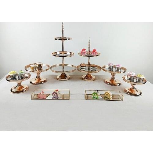 3pcs-8pcs gold cupcake wedding cupcake stand barware decorating cooking cake tools bakeware set party dinnerware