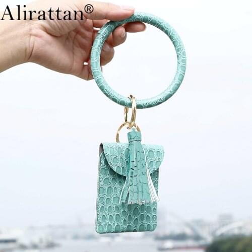Alirattan New Crocodile Pattern Wrist Keychain Coin Purse Fashion Ladies Snake Bracelet Bracelet Pendant Ring Handle Travel H356