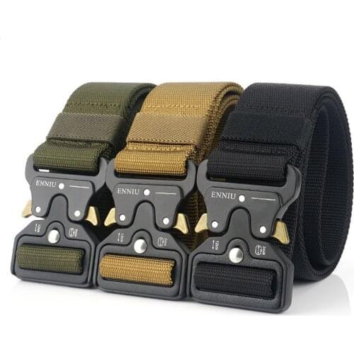 Army Belt Tactical Military Nylon Waist Belts Quick Release Outdoor Hunting Training Strong Metal Buckle Police Mens
