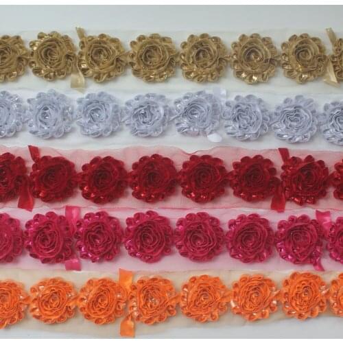 Free DHL 60y 2.5" shimmer metallic shabby flower for girls hair accessories diy headbands crafting clothing flower accessories
