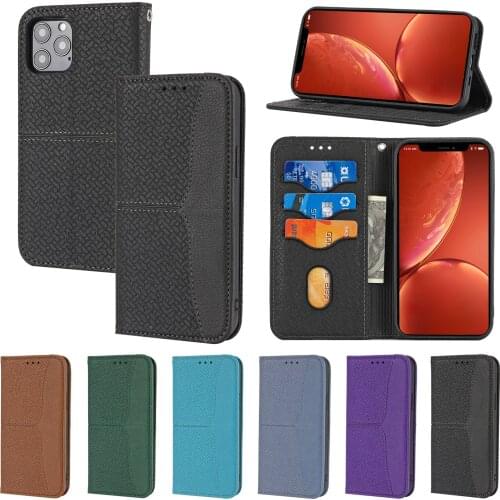 Full Protection Phone Case for iPhone 13 12 11 Pro Max XR X SE 2020 6 7 8 Plus PU Leather Woven Pattern Flip Cover Lanyard Coque
