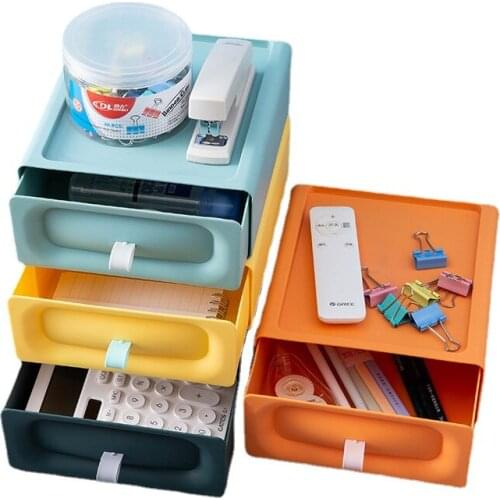 Bedroom boutique color desktop storage box, plastic drawer type handle, layered debris storage, cosmetic organizer, save space