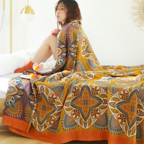 Cotton Gauze Summer Quilting Blanket for Kids Infant Comforter Plaid Pation Garden Deck Chair Divan Covering