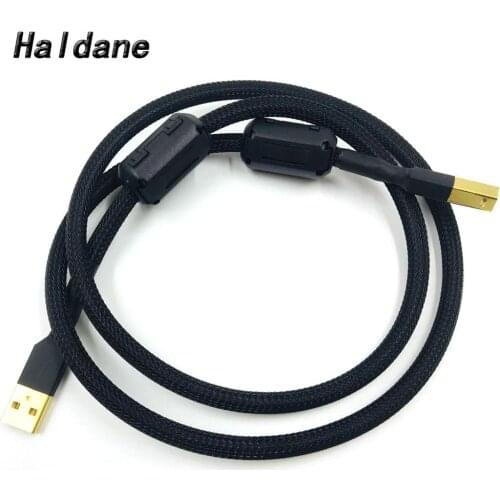 Haldane HIFI 4 cores Single Crystal Copperr USB Cable DAC A-B Digital USB 2.0 Type A to B Male Audio Cable(black)