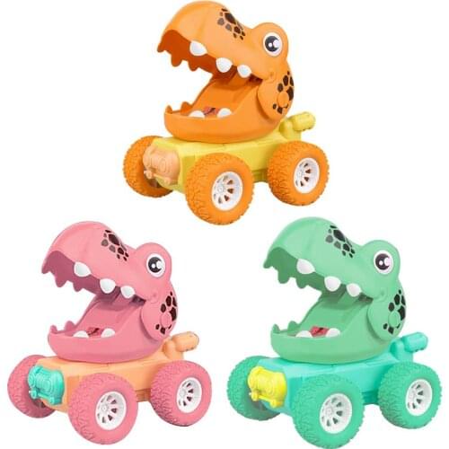 Dinosaur Toys Pull Back Car Toys Dinosaur Cars Sound LED Light Dino Racing Car Construction Vehicle Toys For Children