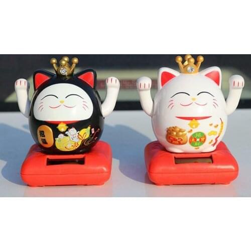 Kids toys Maneki Neko Wealth Good Fortune Waving Fengshui Cat Car Home Decoration