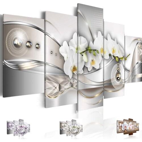 Modern Canvas Art Painting 5 Pieces Beautiful Orchids Flowers Picture Print Living Room Home Decoration Poster