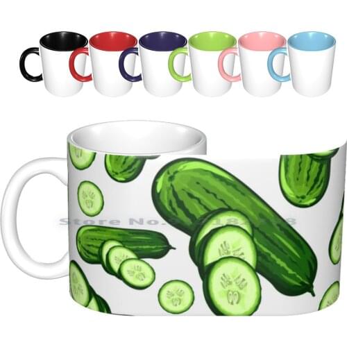 Veggiephile-Cucumbers Ceramic Mugs Coffee Cups Milk Tea Mug 3d Abstract Multi Coloured Multi Trendy Hipster Background Vibrant