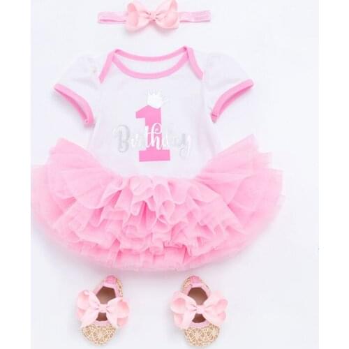 Baby Girl Clothes Set Brand Newborn 1st Birthday Outfits Infant Clothing Letter Bodysuit+Headband+Tutu Skirt+Shoes Baby Suits