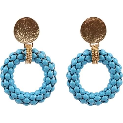 Round Circle Net Gold Color Metal Pendant Enamel Paint Drop Dangle Earrings Women Florate Brand Fashion New Statement Earrings