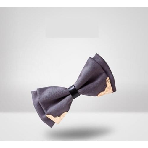 2020 New High Quality Male Marriage Bow ties For Men Butterfly Cravat PU Metal Inlay Wedding Bowtie Butterflies Gray Gift Box