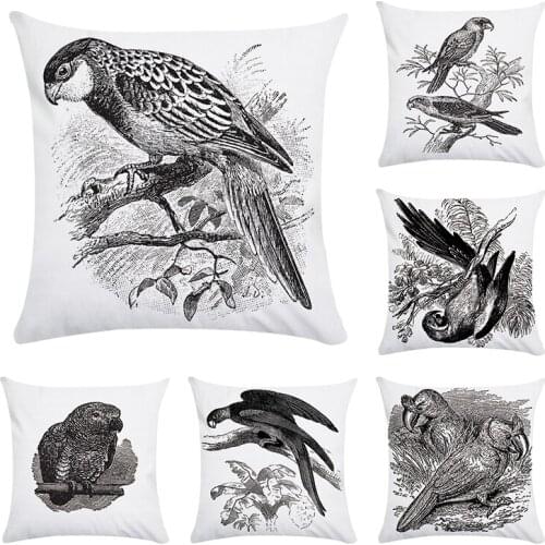 Cushion Cover Parrot Bird Pillow Case Firm Flower Sofa Bedroom Home Decor Throw Pillow Cover Home Decor Almofadas CR045