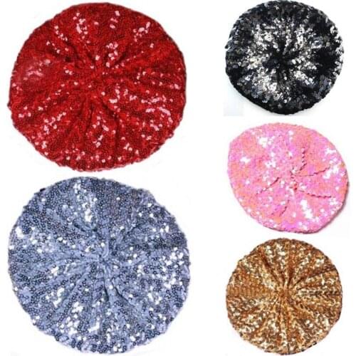 2018 NEW Fashion Ladies Girls Sequins Shinny Beret Hat Party Dance Disco Caps For 5 Colors