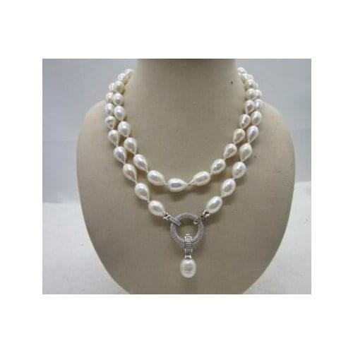12-14MM NATURAL SOUTH SEA BAROQUE WHITE PEARL NECKLACE 35" BEAUTIFUL CLASP
