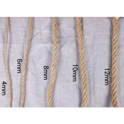 4/6/8/10/12mm Hemp Rope 10M / Handle Natural Hessian Jute Rope for DIY Antique Wedding Christmas Party Decoration Accessories