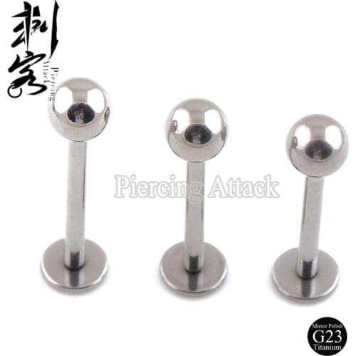 Highly Polished G23 Titanium Body Jewelry 16 Gauge Titanium Lip Labret Ring With Ball