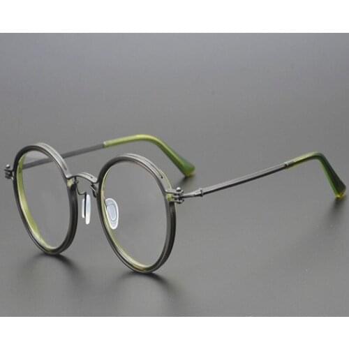 Japanese Handmade Round Frame Eyewear Retro Punk Men Pure Titanium Optical Eyeglasses Prescription Myopia Computer Glasses Women