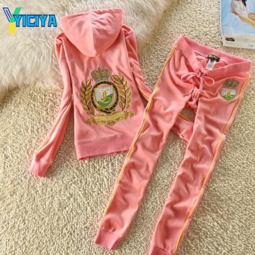 YICIYA 2021 spring and autumn velvet sportswear womens fashion casual sweater two piece slim Leggings,tracksuit women,met,sets
