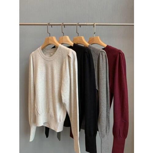 Women Wool Cotton Knitted Sweater 2021 Autumn Winter Lady Long Sleeve Slim Waist Knitwear Jumper Female Pullover Top Four Colors