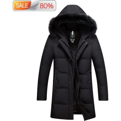 Winter Long Duck Down Men Clothes 2020 Thick Mens Jacket and Coat Hooded Fur Collar ZLA91A B2A6A