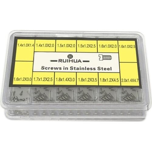 1 Box Stainless Steel Screws Tool 12 Sizes One Slotted Head Watch Back Case Screw Repair Tools
