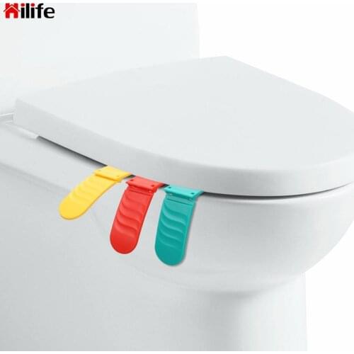 1pc Toilet Seat Cover Lifter With Adhesive Sanitary Seat Cover Lifting Device Toilet Closestool Seat Handle Foldable