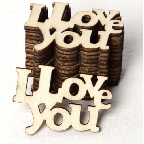 15Pcs/lot LOVE Shaped Wooden Slices Decor Vintage Crafts Scrapbook Confetti Wedding Party Table Decorations Valentines Day