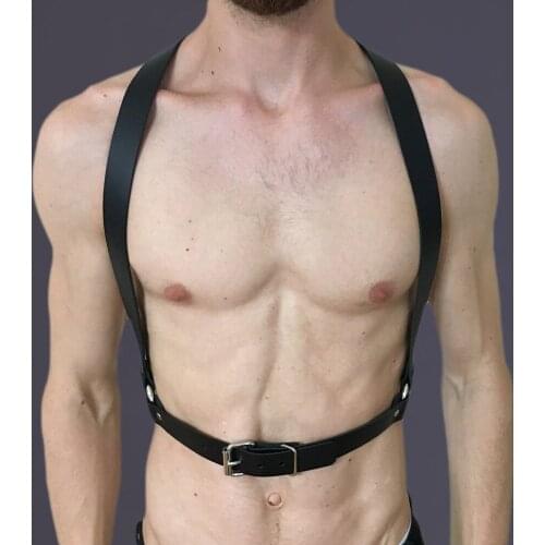 2021 Erotic BDSM Bondage Leather Harness Men Rivet Body Chest Harness Boys Suspenders Belt Gay Sexy Cosplay Costumes Fetish Wear