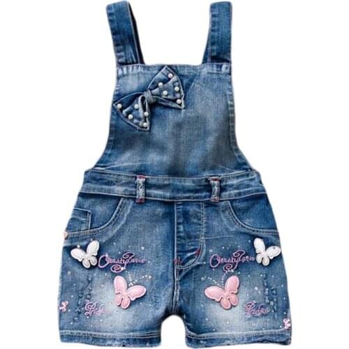 2021 Summer Toddler Teenager Jumpsuits Girls Overalls Denim Shorts Girl Clothes Children Kids Straps Short Pants 3-13Y