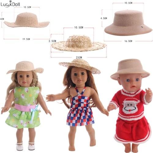 3 Styles Cute Woven Hat Fit 18 Inch American&43 CM Baby Doll Clothes Accessories,Girls Toys,Generation,Birthday Gift