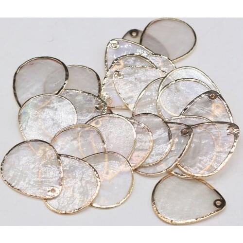 5pcs Natural Shell Bead Plating Golden Water Drop Shape Shell Loose Beads for Jewelry Making DIY Chandelier Jewelry Accessories