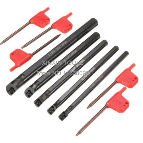 5 pieces/sets 6mm 8mm 10mm 12mm 16mm SCLCR06/SCLCR09 Lathe Turning Holder Boring Bar Insert For Semi-finishing