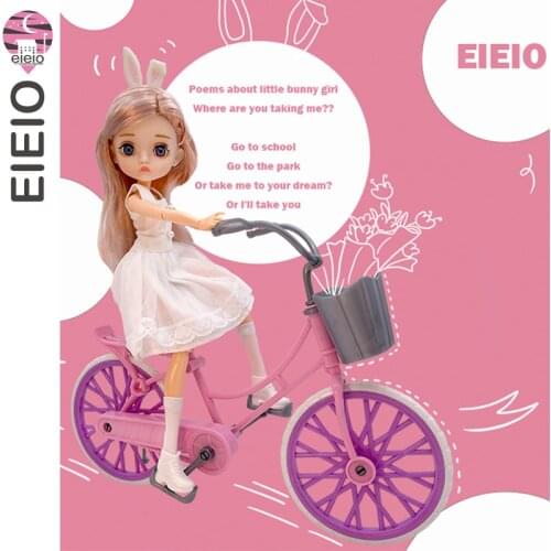 EIEIO Doll Accessories Pink Plastic Bicycle Bike Fashion Retro Outdoor Sports Toy for 26-30cm Doll Dollhouse Kids Toys Set