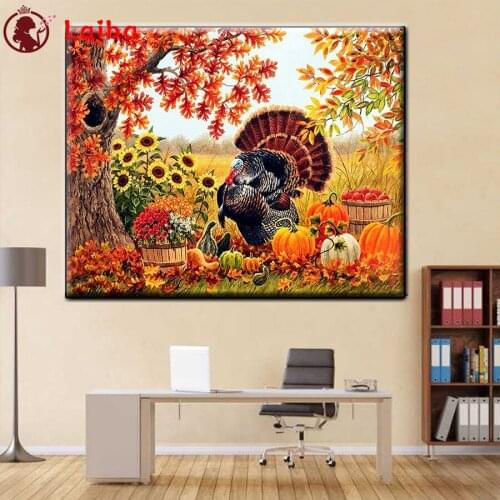 Diamond Painting New Arrival Turkey Pumpkins Animals Diamond Embroidery Cross Stitch Kits Diamond Mosaic Full Square Drill Hobby