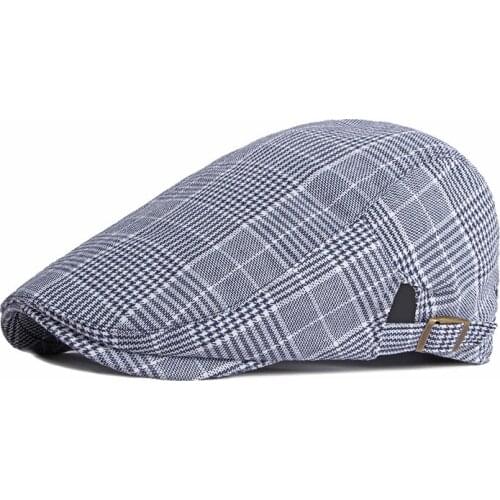 Fibonacci Unisex Thin Breathable Beret Hat Men Women Plaid Forward Cap Summer Berets Cap Brown Black Flat Peaked Hats Visor