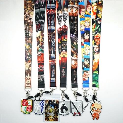 Japan Anime Attack on Titan Lanyards Neck Strap ID Card Mobile Phone Strap USB Badge Holder Rope Key Chain Cosplay Gift Otaku