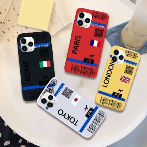 Design Cute FIRST CLASS PLANE TICKET Phone Case Candy Color for iPhone 11 12 pro XS MAX 8 7 6 6S Plus X 5S SE 2020 XR