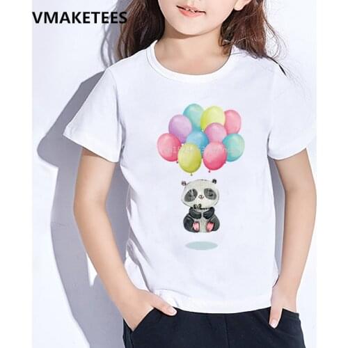 Kids Summer Short Sleeve Girls&Boys T shirt Children Panda Floating Meditation Cartoon Print T-shirt Funny Baby Clothes,HKP2104