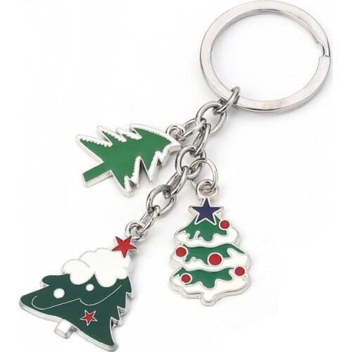 DoreenBeads Keychain & Keyring Christmas Tree Silver Color White & Green Enamel Accessories 10cm(3 7/8") x 3cm(1 1/8"), 1 Piece